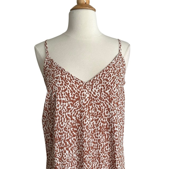 OLD NAVY Tie Back Maxi Slip Dress Brown White Relaxed Minimalist Size Med Tall - Picture 3 of 16